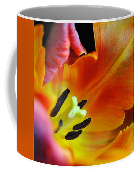 Orange Parrot Tulip Close Up - Mug