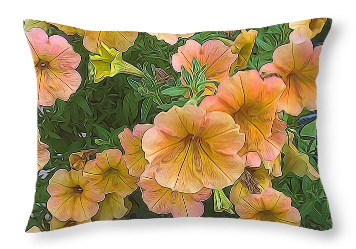 Peach Petunias - Throw Pillow