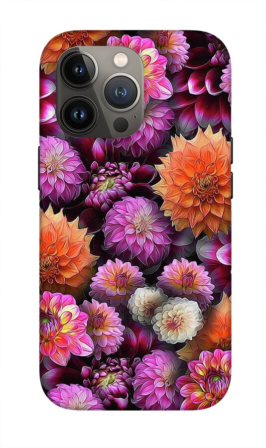 Pink and Orange Dahlias Collage - Phone Case