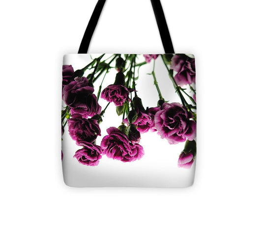 Pink Carnations on White - Tote Bag