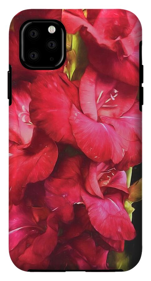 Red Gladiolas on Black - Phone Case