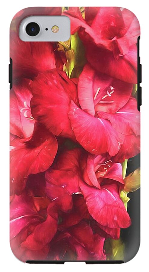 Red Gladiolas on Black - Phone Case