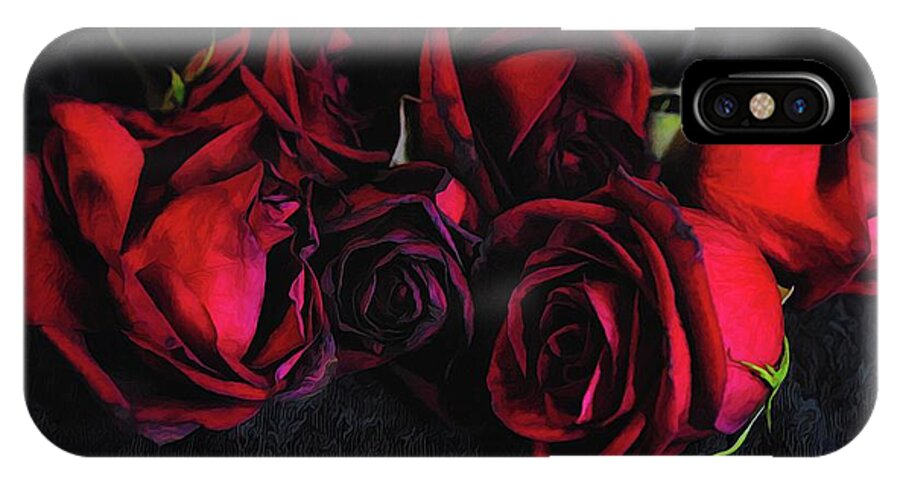 Red Roses Black Velvet - Phone Case
