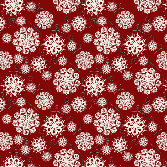 Snowflakes on Red Digital Image Download