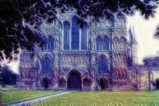 Vintage Impression of Salsbury Cathedral Digital Image Download