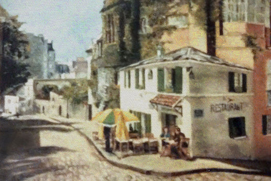 Vintage Paris cafe Painting Digital Image Download