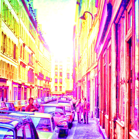 Vintage Paris Street in Rainbow Digital Image Download