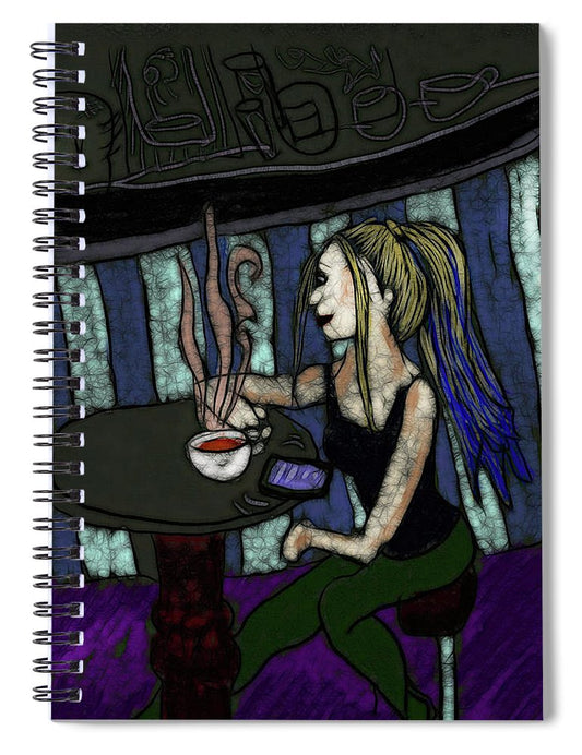 Woman In a Cafe - Spiral Notebook