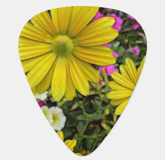 Just Sold!  Yellow Daisy garden Guitar Pick in my Zazzle store!