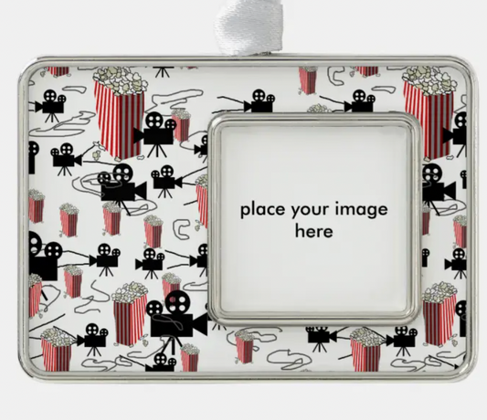 Just Sold! Movies and Popcorn Picture Frame Ornament on Zazzle