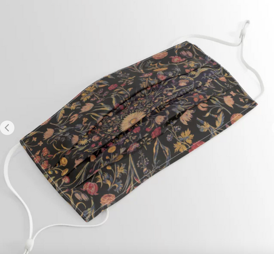 Just Sold!  Medieval Flowers on Black Facemask on My Society 6 Store