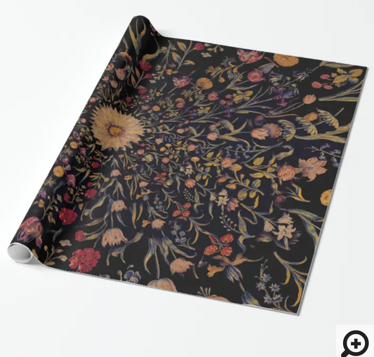Just Sold! Medieval Flowers on Black Wrapping Paper on my Zazzle store