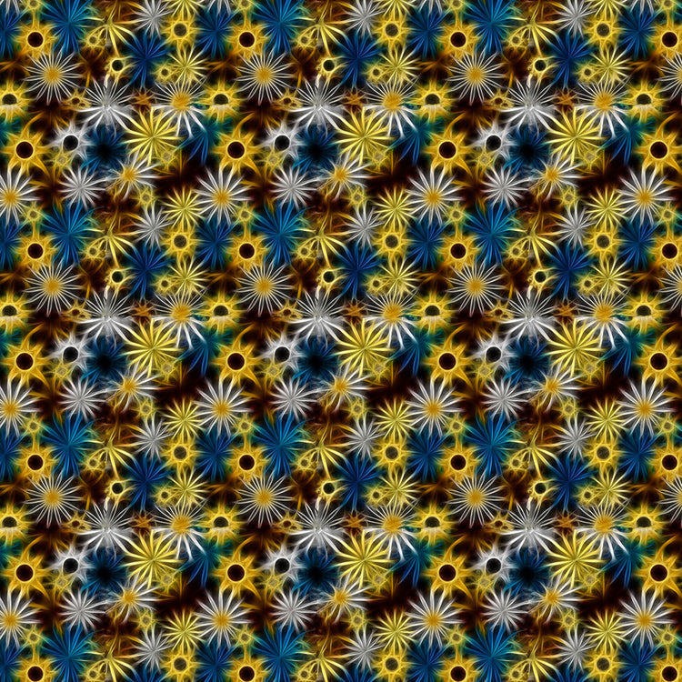 Blue and Yellow Glowing Daisies
