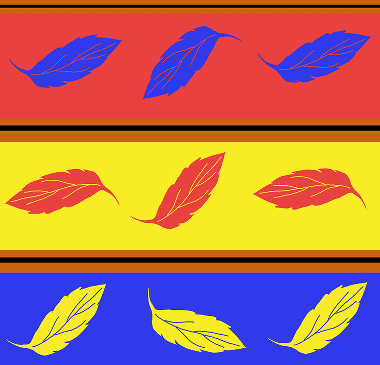 Red Yellow and Blue Leaf Stripes