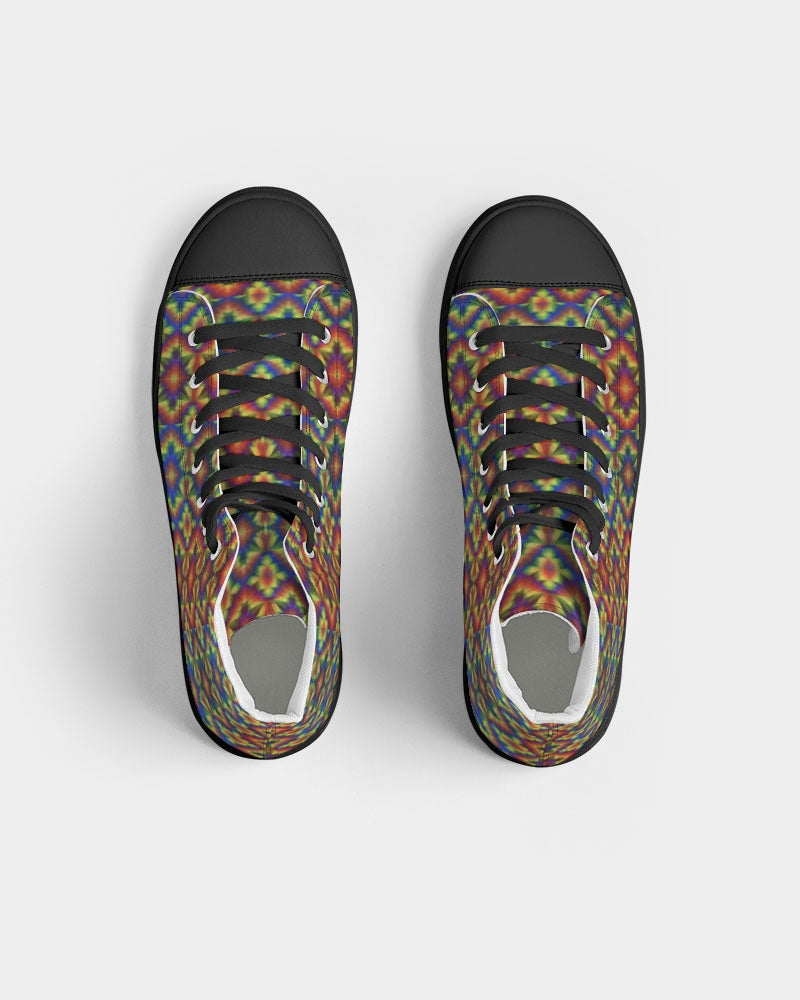 Carnival Kaleidoscope Men's Hightop Canvas Shoe - Black