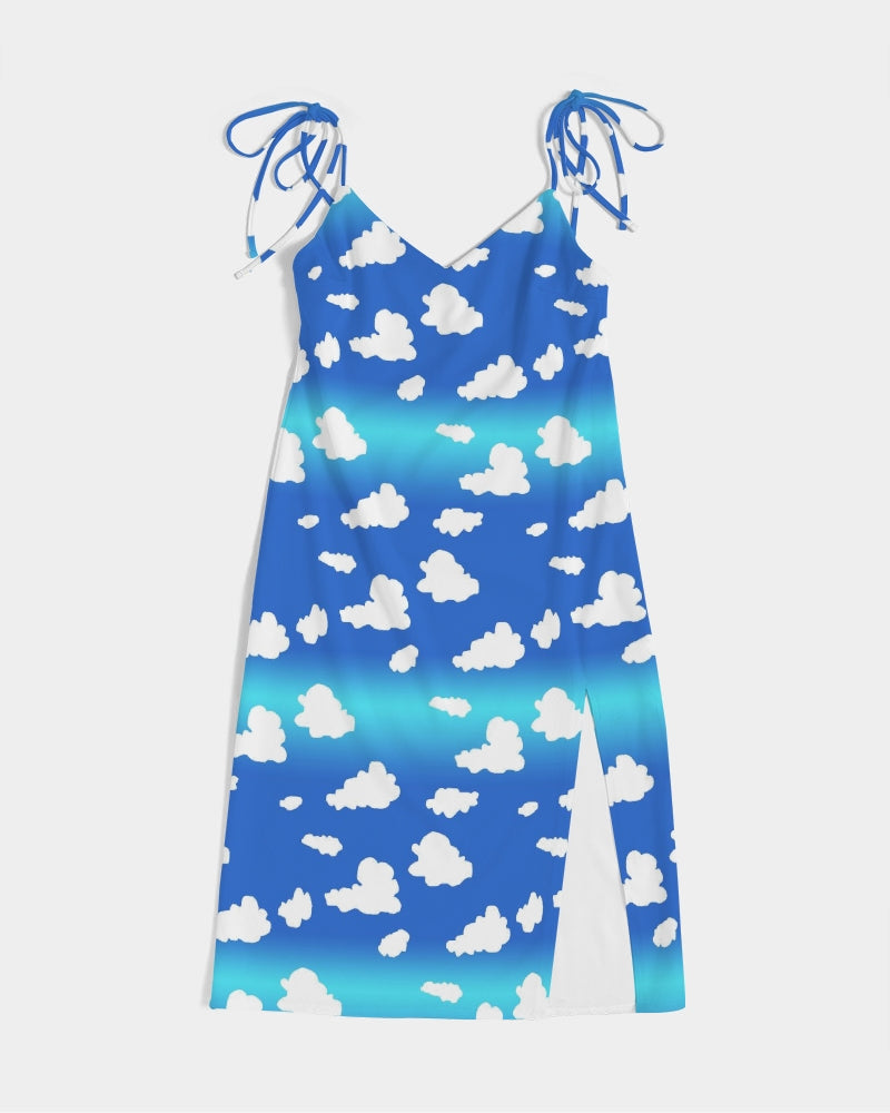 Clouds Pattern Women's All-Over Print Tie Strap Split Dress