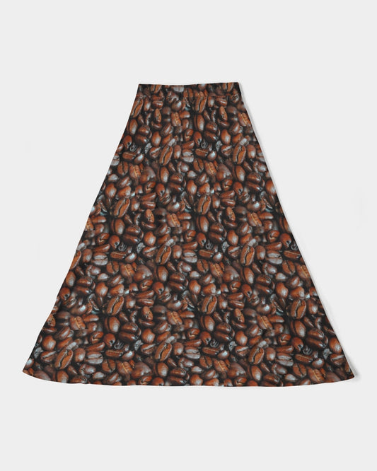 Coffee Bean Pattern Women's All-Over Print A-Line Midi Skirt