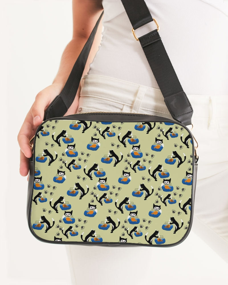 Cat and a Fishbowl Crossbody Bag