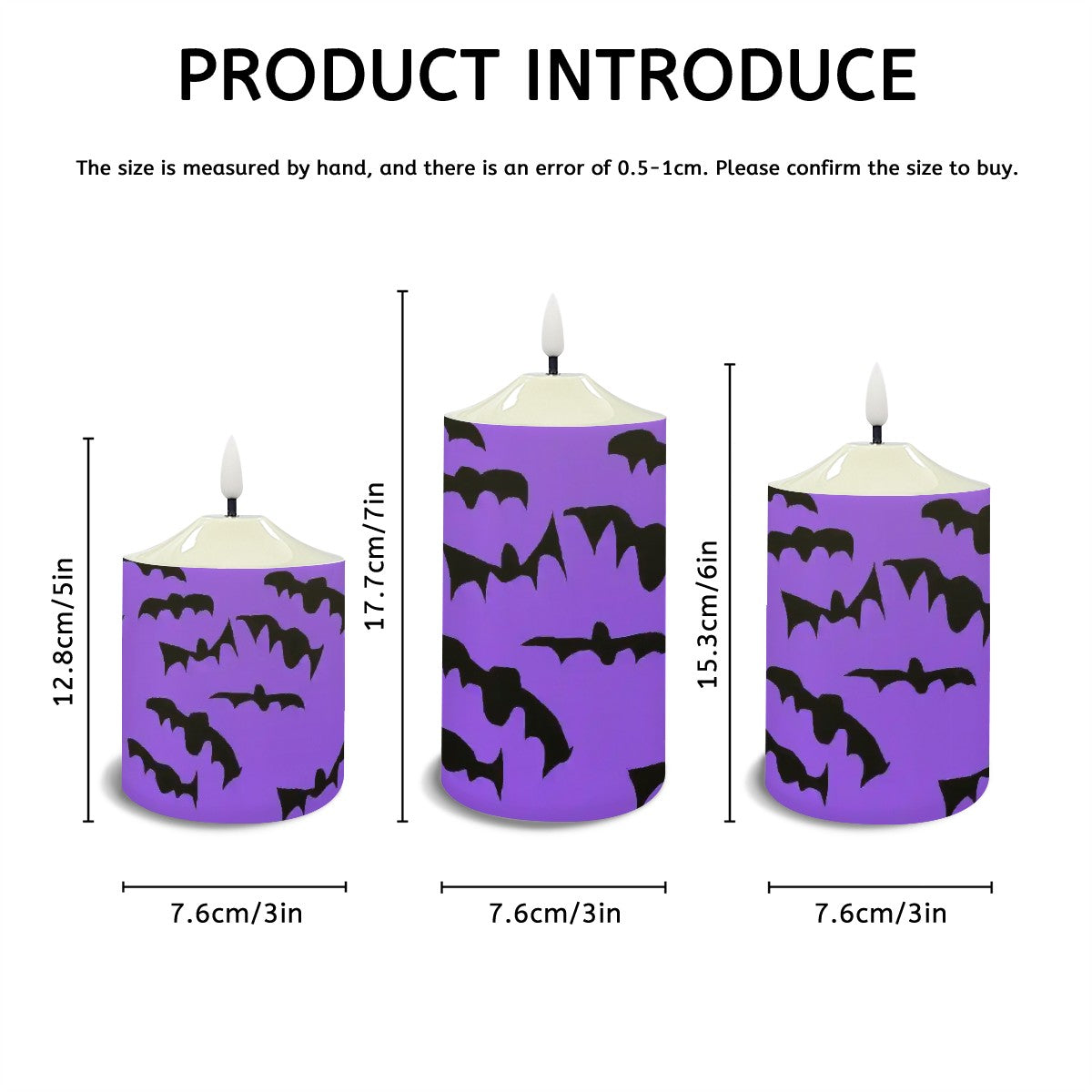 Flameless Candles Lamp Set of 3 Bats