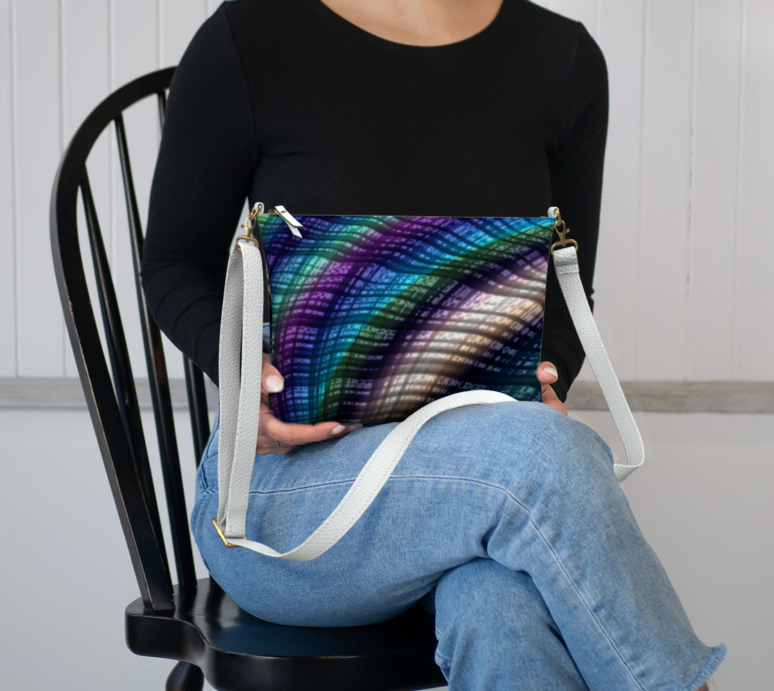 Candy Plaid Fractal Vegan Crossbody Purse