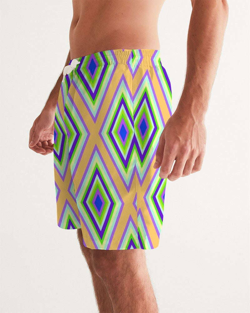 Colorful Diamonds Variation 1 Men's All-Over Print Swim Trunk