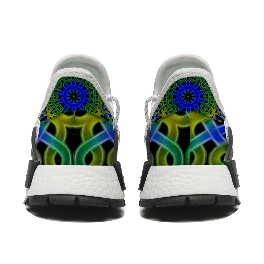 Blue Green Celtic Kaleidoscope Custom Unisex Mid Top Breathable Non-slip Sneakers