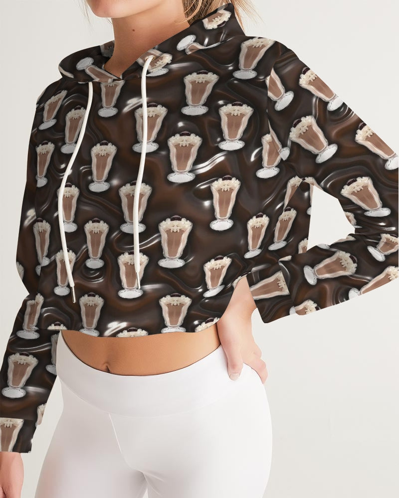 Chocolate Milkshake Women's All-Over Print Cropped Hoodie