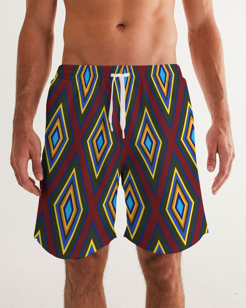 Colorful Diamonds Men's All-Over Print Swim Trunk