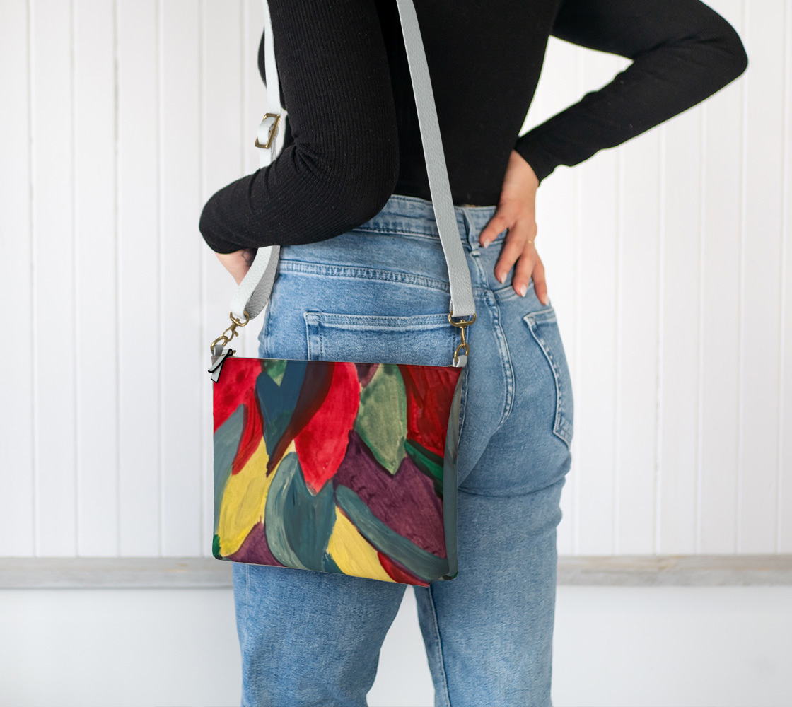 Colorful leaves Watercolor Vegan Crossbody Purse