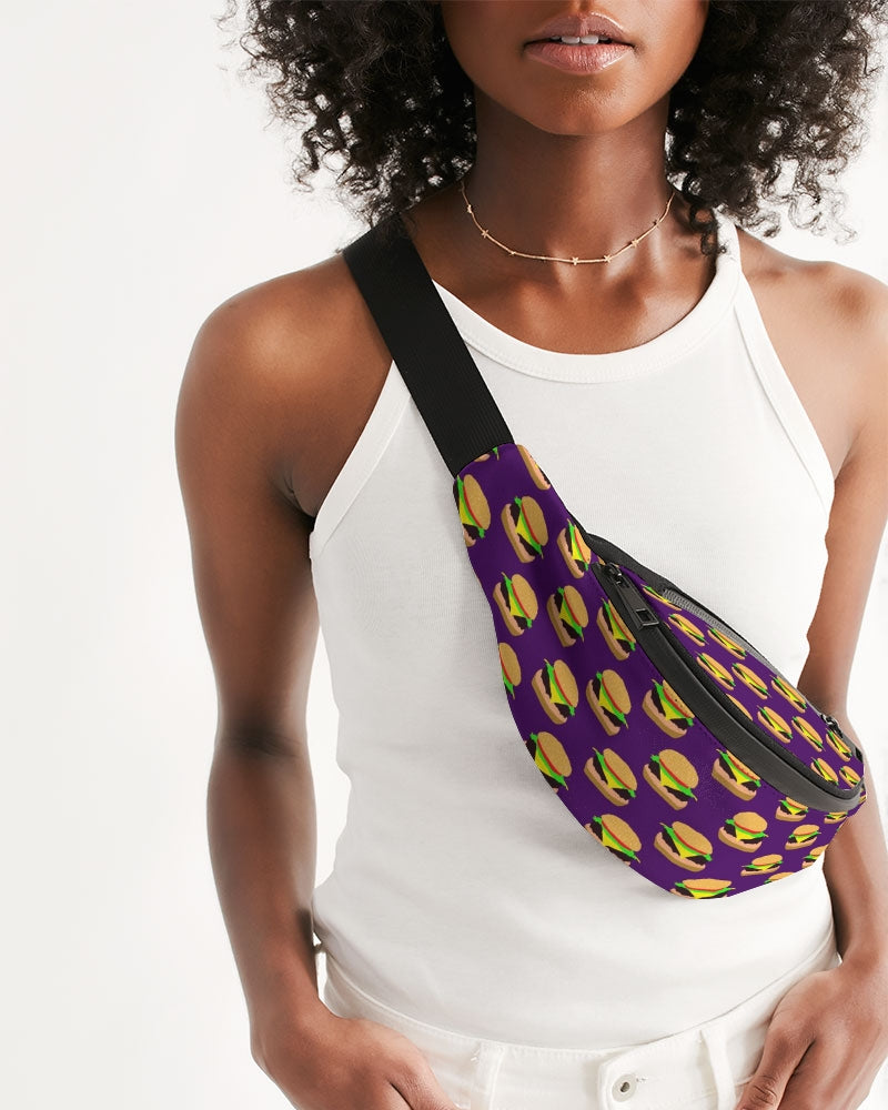 Cheeseburger Pattern Crossbody Sling Bag