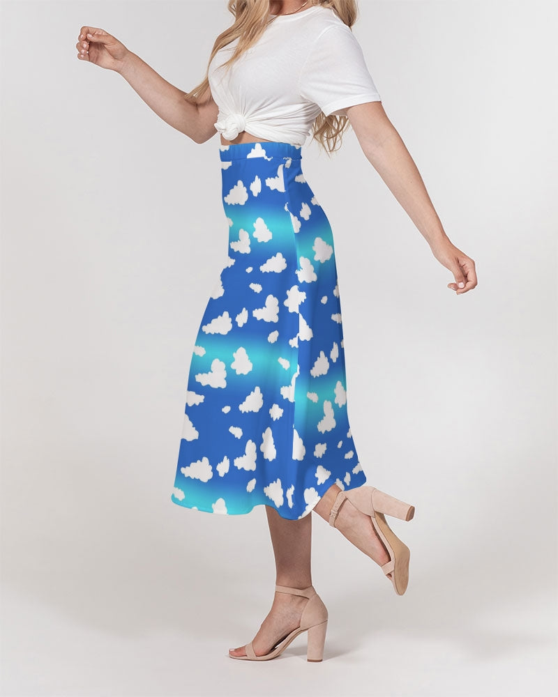 Clouds Pattern Women's All-Over Print A-Line Midi Skirt