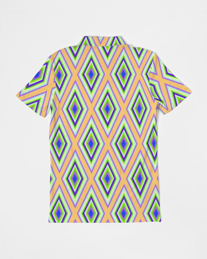 Colorful Diamonds Variation 1 Men's All-Over Print Slim Fit Short Sleeve Polo