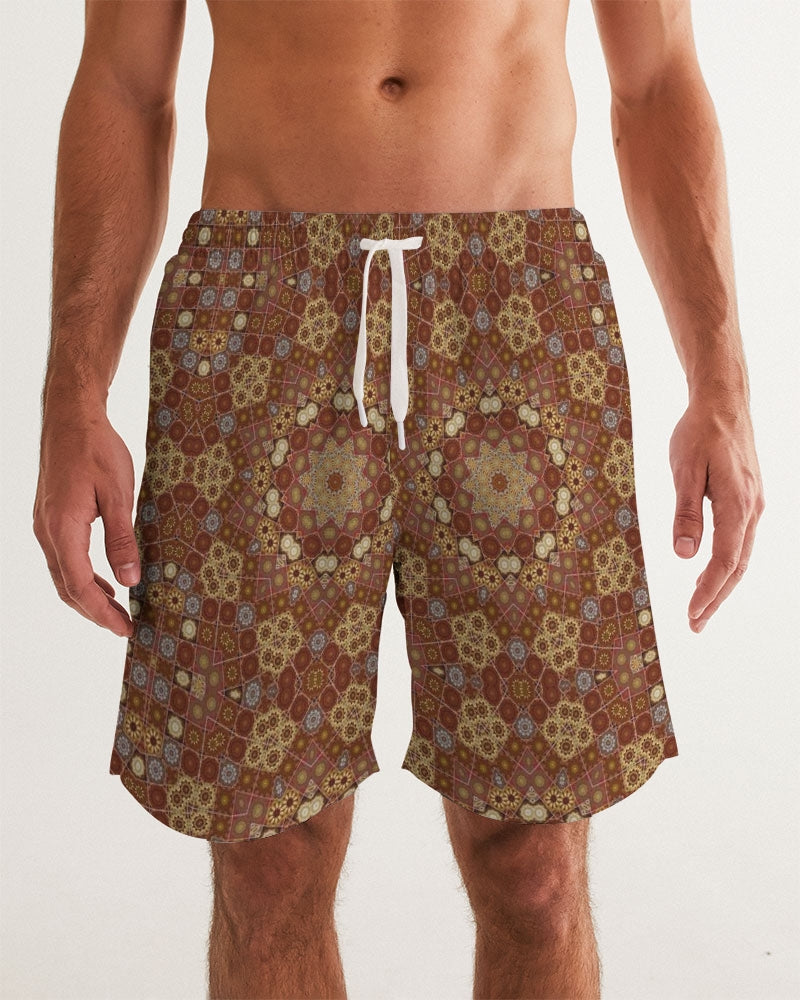 Checkered Star Geometry Men's All-Over Print Swim Trunk