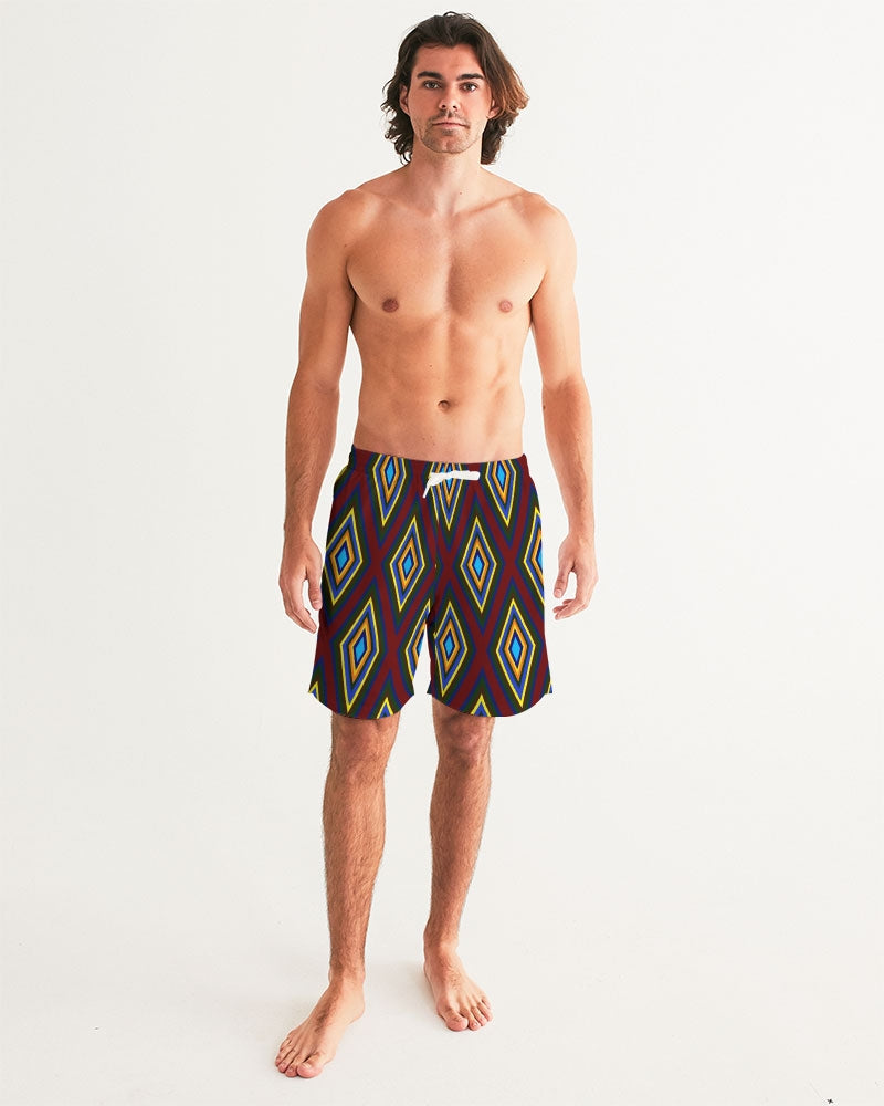 Colorful Diamonds Men's All-Over Print Swim Trunk