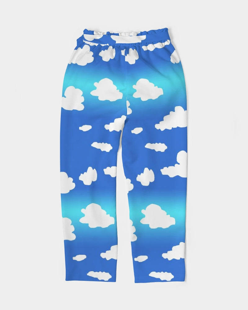 Clouds Pattern Women's All-Over Print Belted Tapered Pants