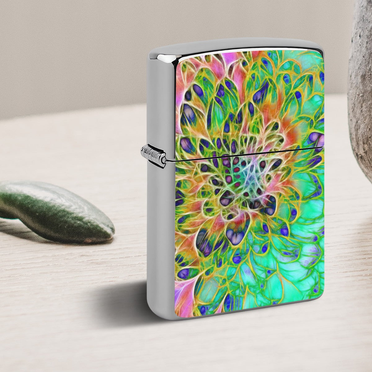 Metal Lighter Case Abstract Chrysanthemum