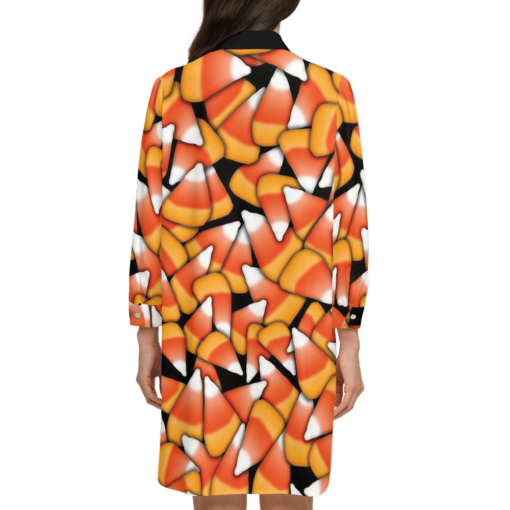 Candy Corn Women's High-Low Long-Sleeve Hem Shirt Silky-like Elegance