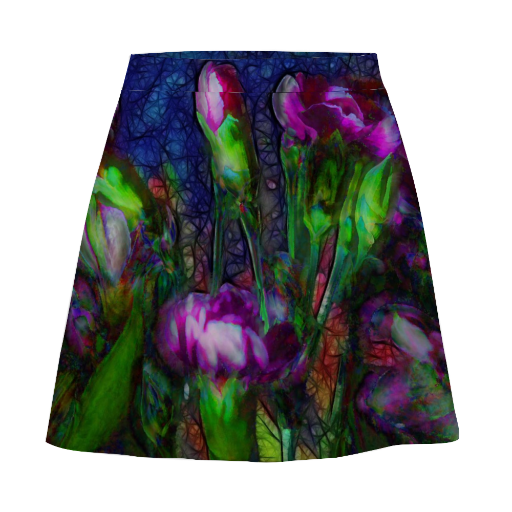 Abstract Pink Carnations Custom Short Skirt Fashionable Versatile Double-Layer Skirt