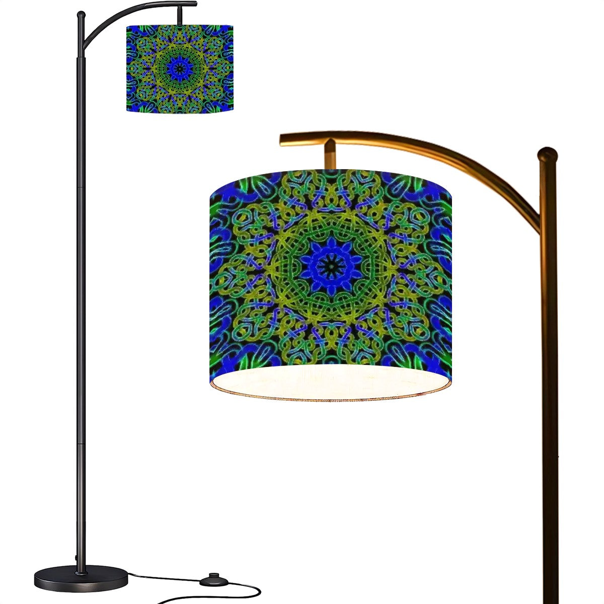 Arc Floor Lamp (Made in USA) Blue Green Celtic Kaleidoscope