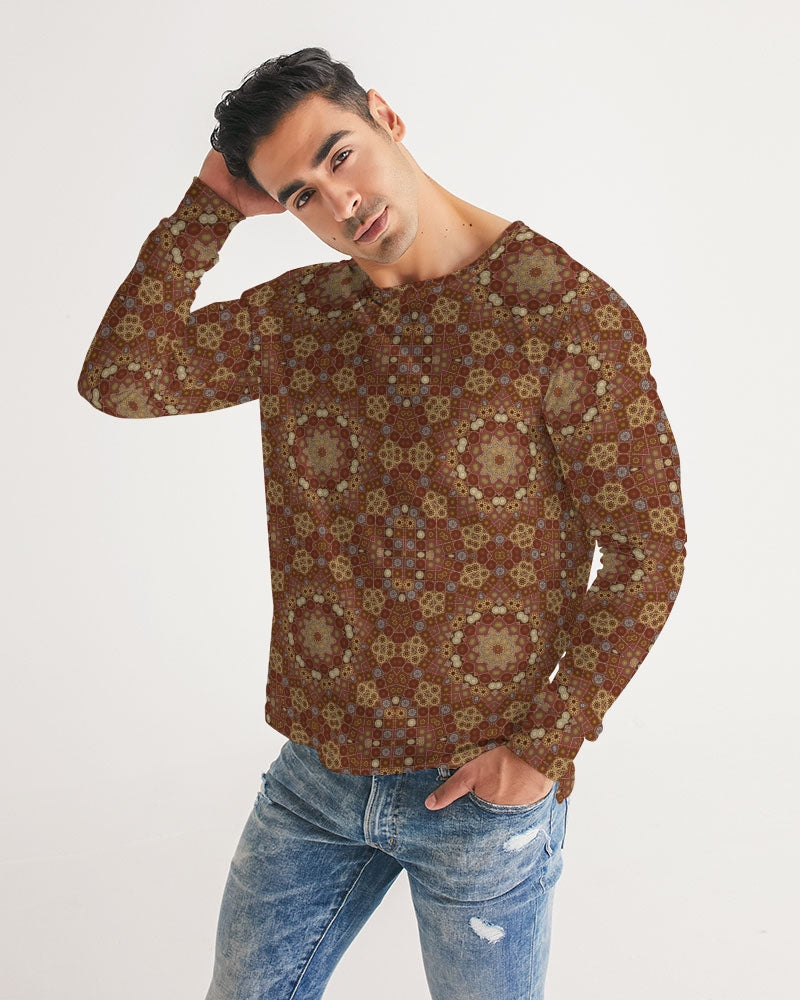 Checkered Star Geometry Men's All-Over Print Long Sleeve Tee