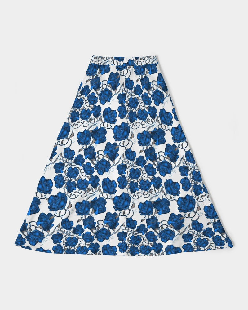 Blue Roses Women's All-Over Print A-Line Midi Skirt