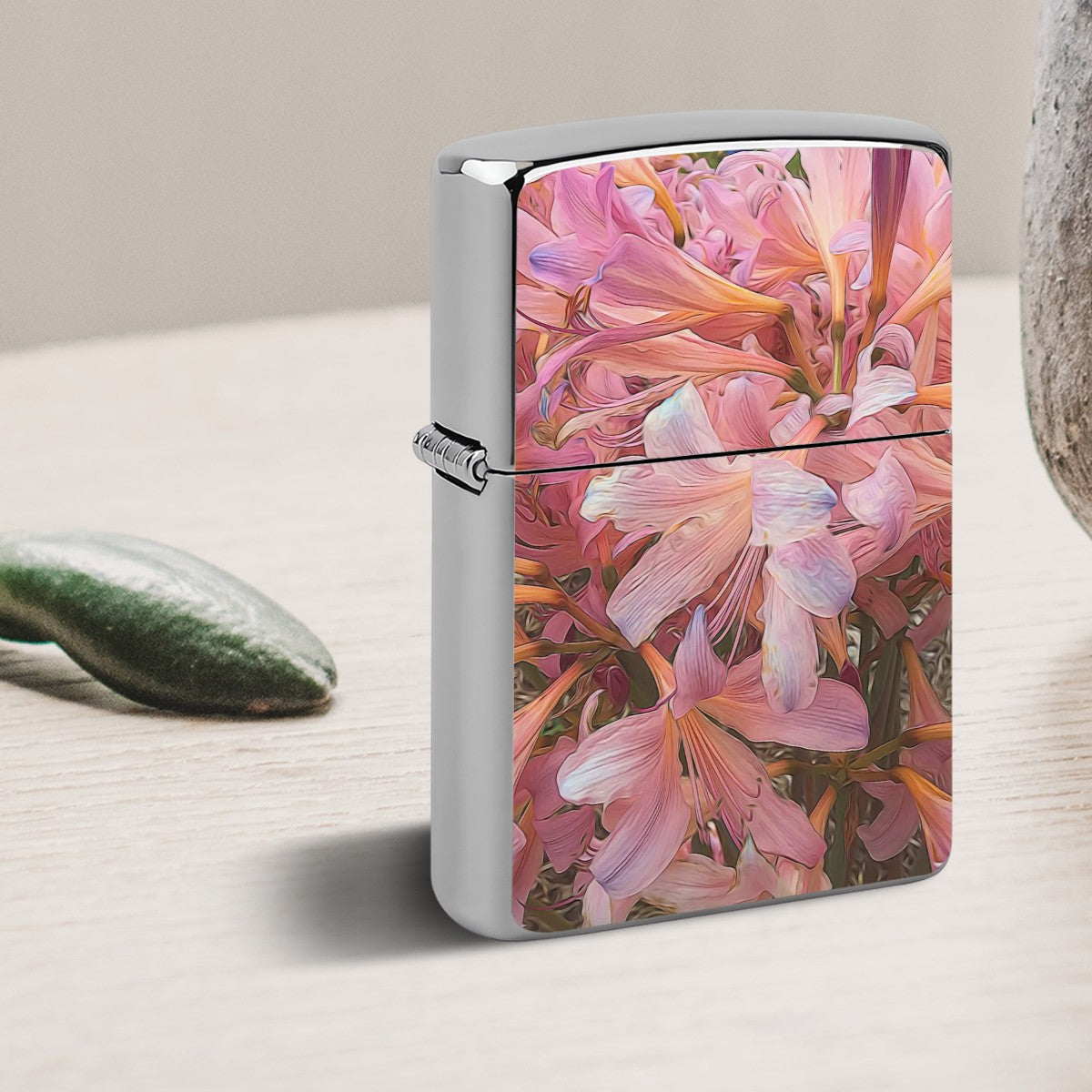 Metal Lighter Case Pink Amaryllis