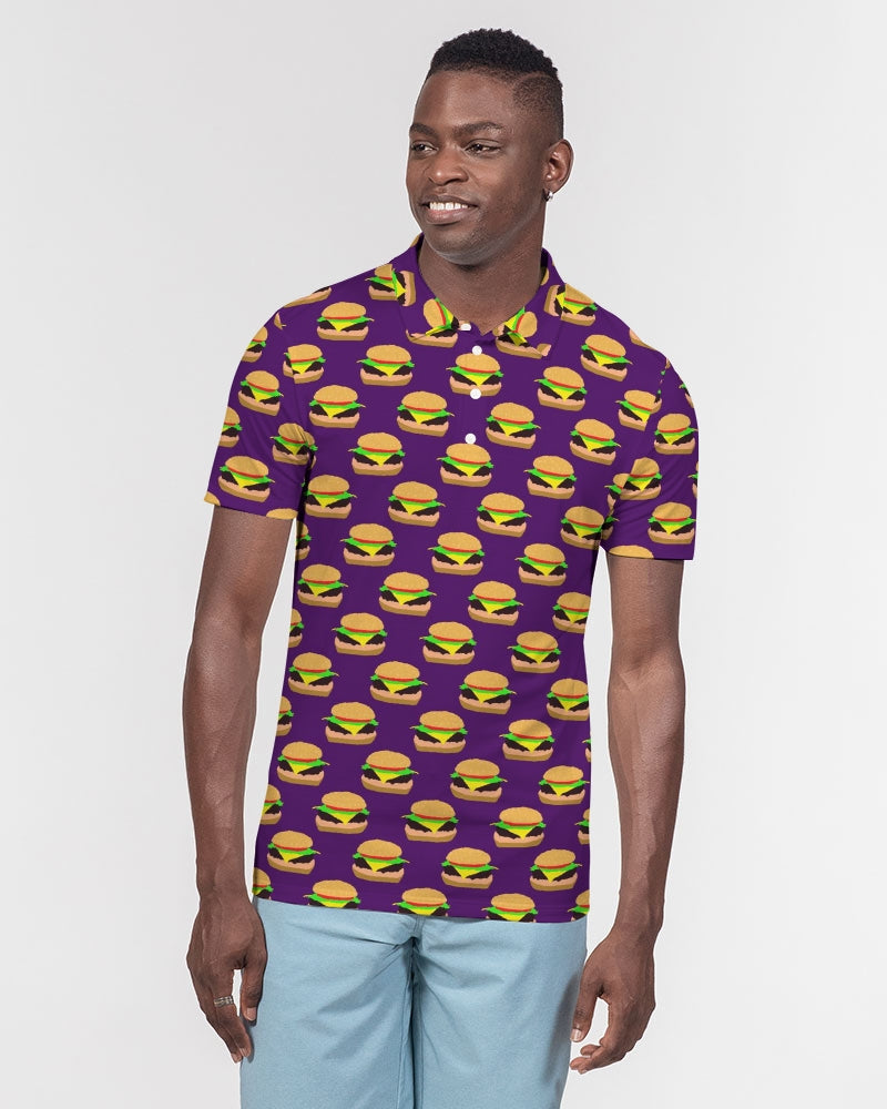 Cheeseburger Pattern Men's All-Over Print Slim Fit Short Sleeve Polo