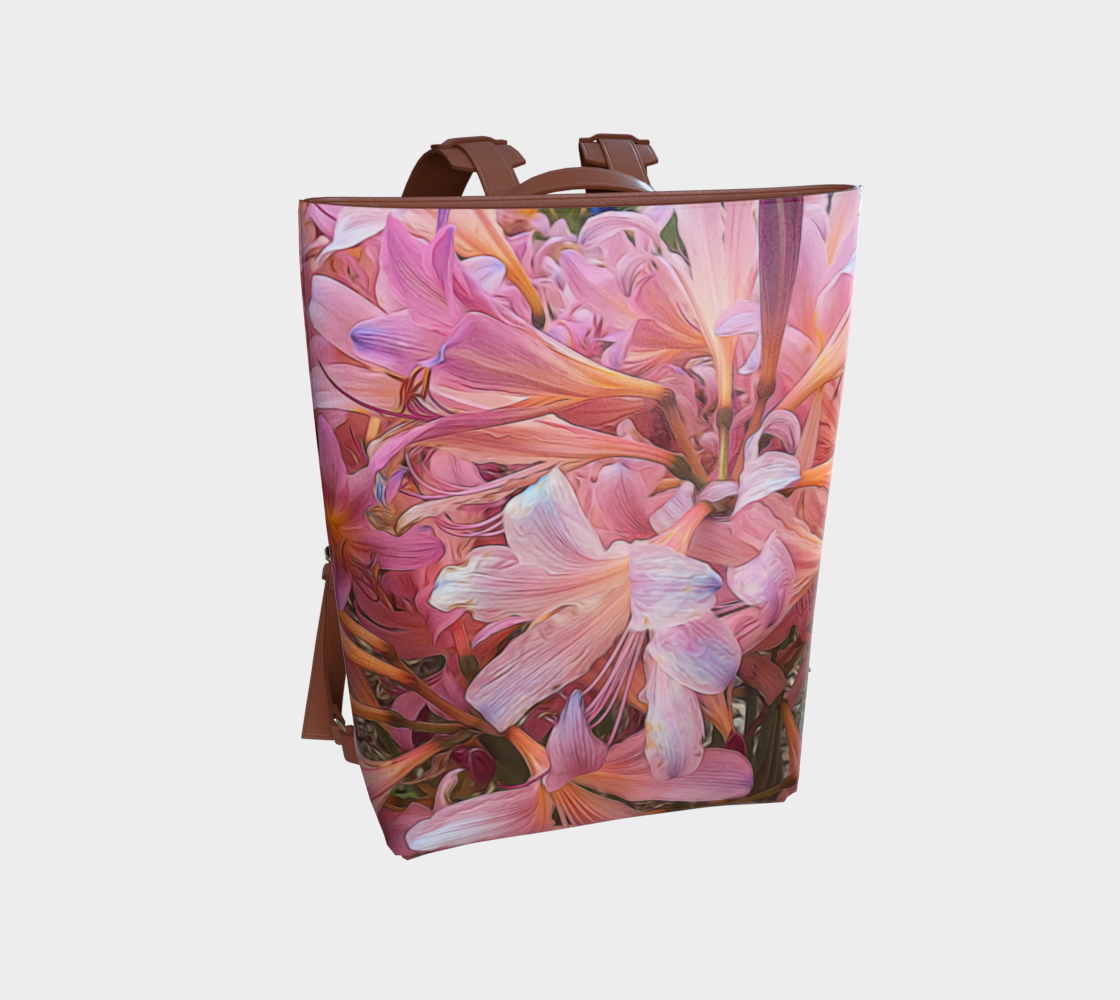 Pink Amaryllis Vegan Leather Backpack