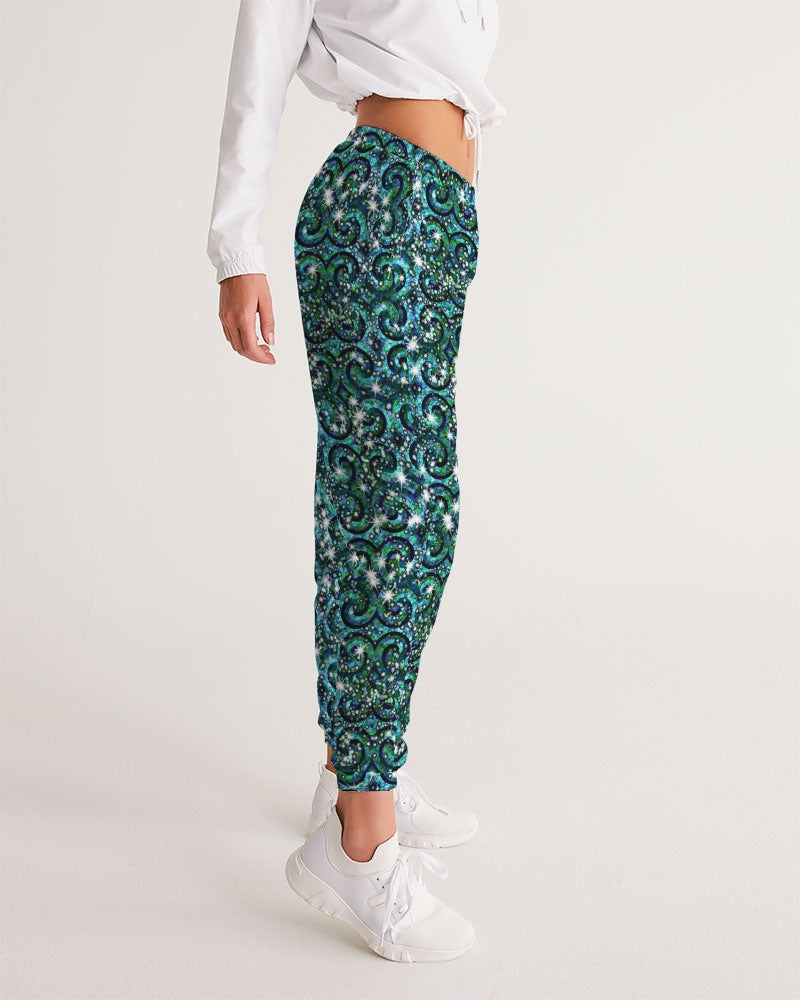 Blue Ice Sparkle Swirl Women's All-Over Print Track Pants