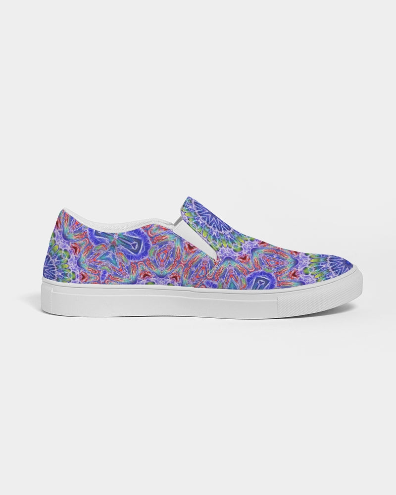 Blue Red Kaleidoscope Women's Slip-On Canvas Shoe