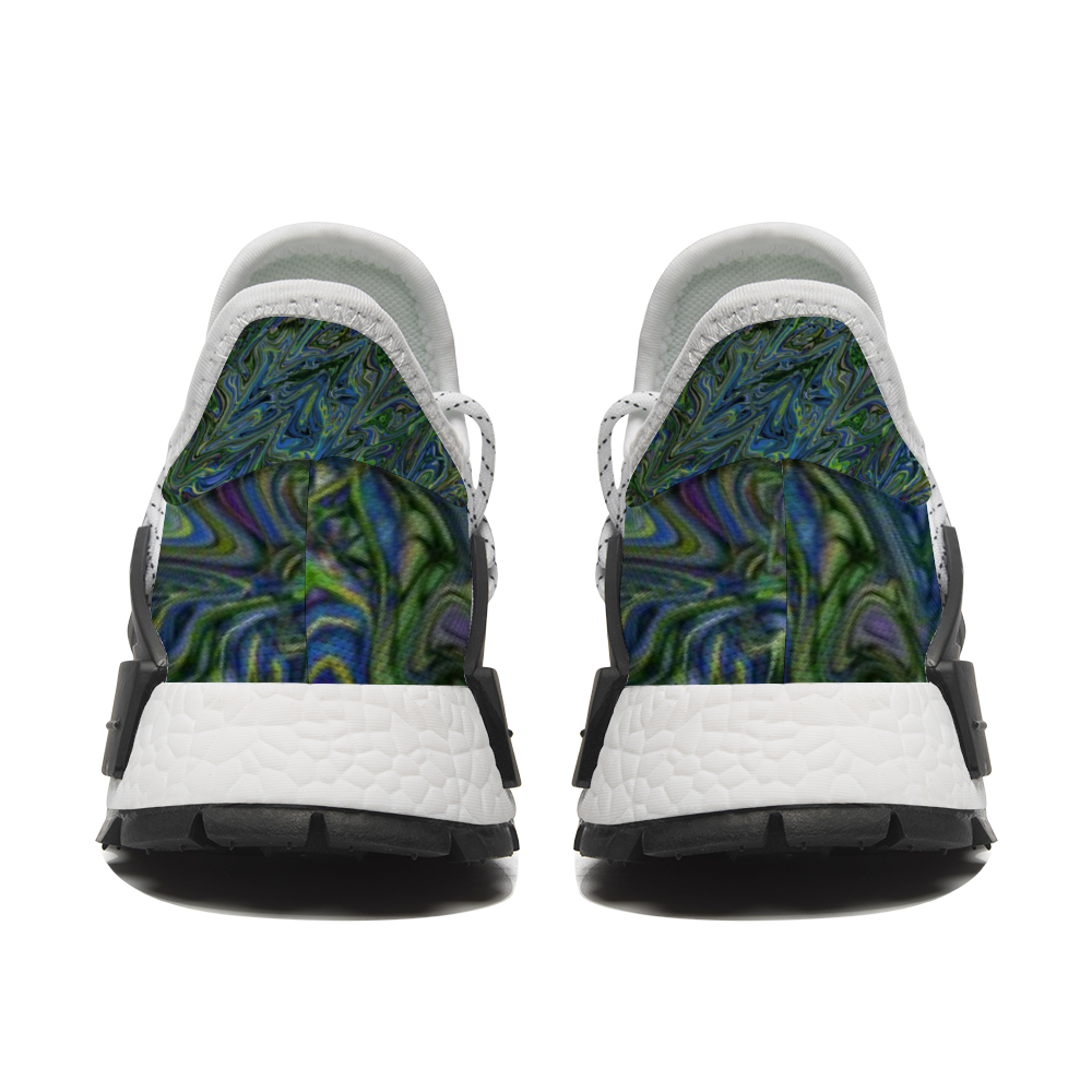 Blue Green Liquid Marbling Custom Unisex Mid Top Breathable Non-slip Sneakers