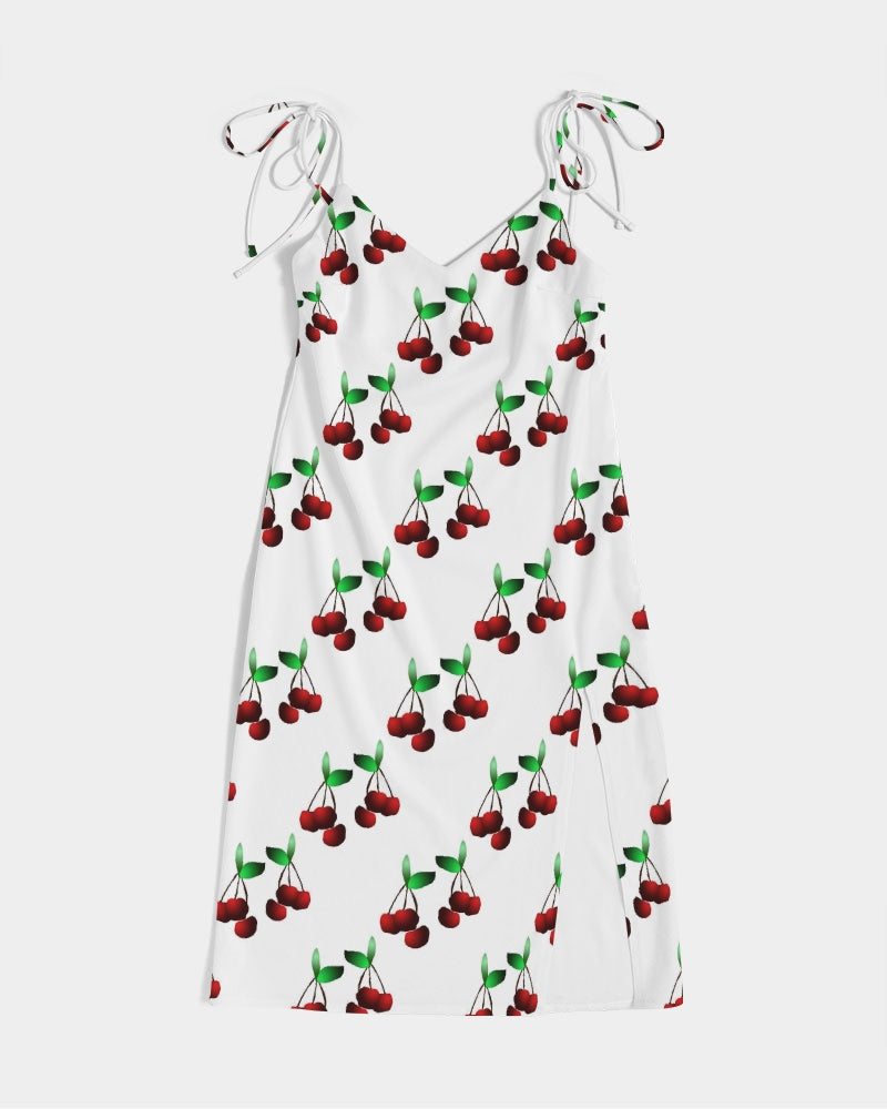 Cherries Pattern Women's All-Over Print Tie Strap Split Dress