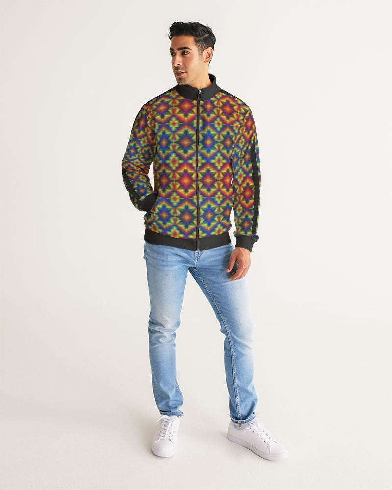 Carnival Kaleidoscope Men's All-Over Print Stripe Sleeve Track Jacket