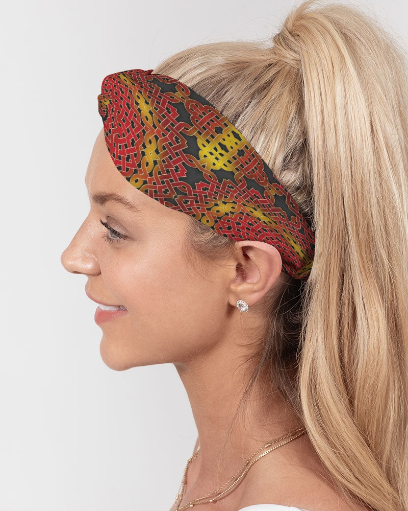 Celtic Orange Spiral Twist Knot Headband Set